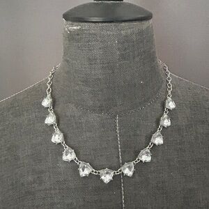 Elegant Silver Necklace with Clear Gemstones